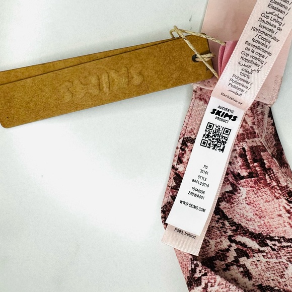 New SKIMS ULTIMATE TEARDROP PUSH-UP BRA, Rose Pastel Snake Print Size 34 / B - Picture 7 of 10